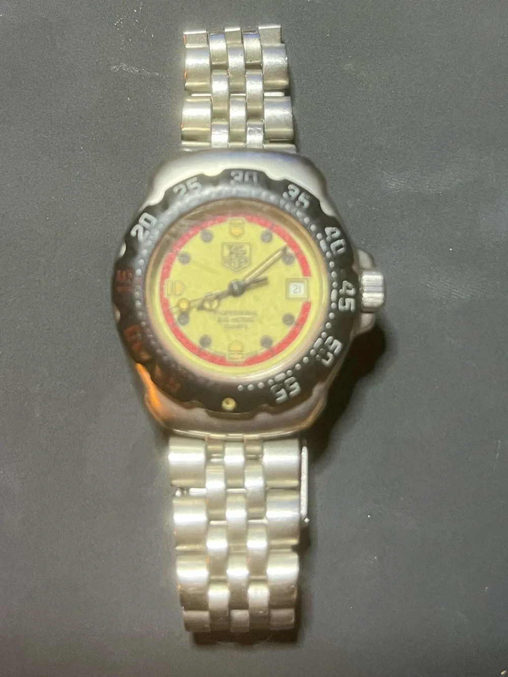 Vintage 1990s TAG Heuer Formula 1 professional 200 Yellow Dial Swiss Watch